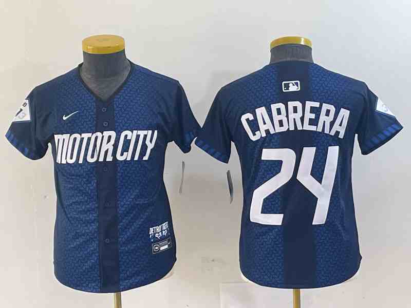 Women's Detroit Tigers #24 Miguel Cabrera Navy 2024 City Connect Cool Base Limited Stitched Jersey