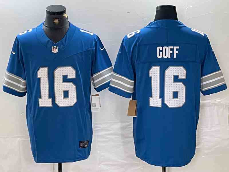 Men's Detroit Lions #16 Jared Goff Blue 2024 F.U.S.E. Vapor Limited Stitched Jersey