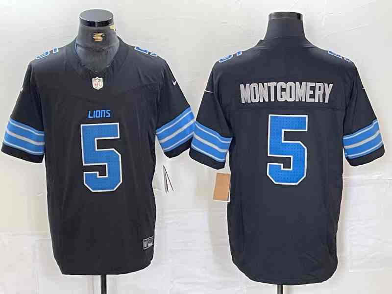 Men's Detroit Lions #5 David Montgomery Black 2nd Alternate Stitched Jersey