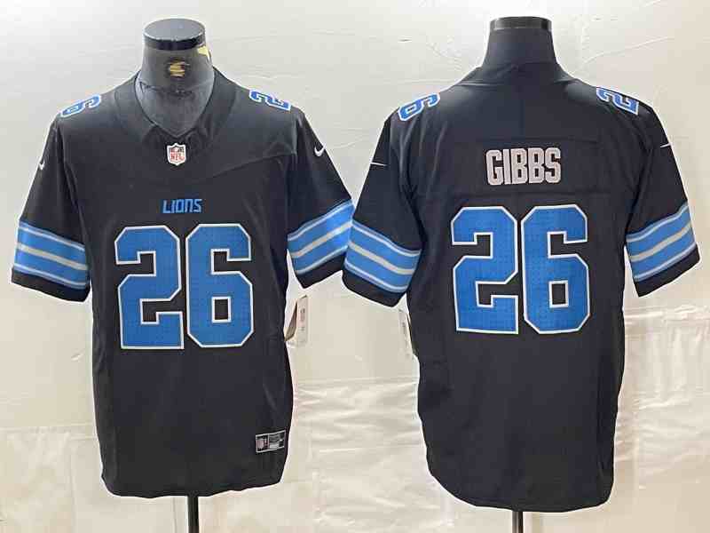 Men's Detroit Lions #26 Jahmyr Gibbs Black 2024 F.U.S.E. 2nd Alternate Vapor Limited Stitched Jersey