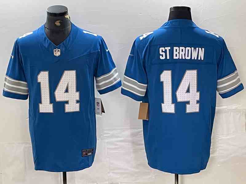Men's Detroit Lions #14 Amon-Ra St. Brown Blue 2024 F.U.S.E. Vapor Limited Stitched jersey