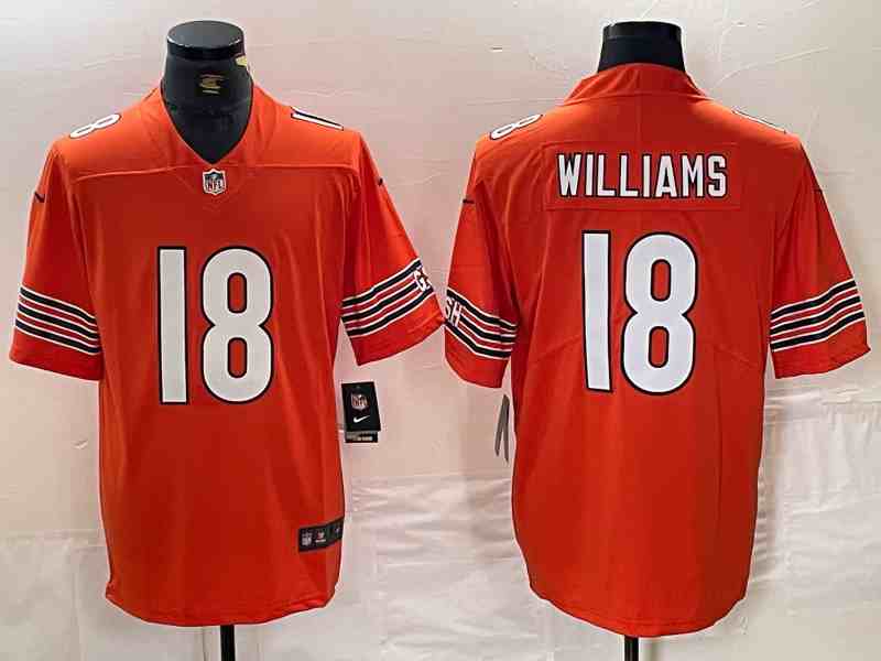 Men's Chicago Bears #18 Caleb Williams Orange 2024 Draft F.U.S.E. Vapor Football Stitched Jersey