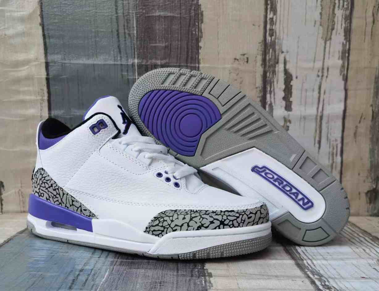 Air Jordan 3  White Purple us7-us13 Men's shoes