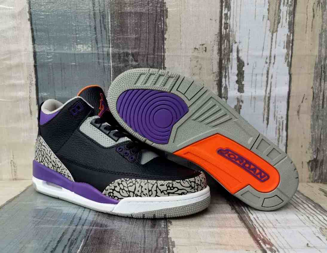 Air Jordan 3  Black Purple us7-us13 Men's shoes