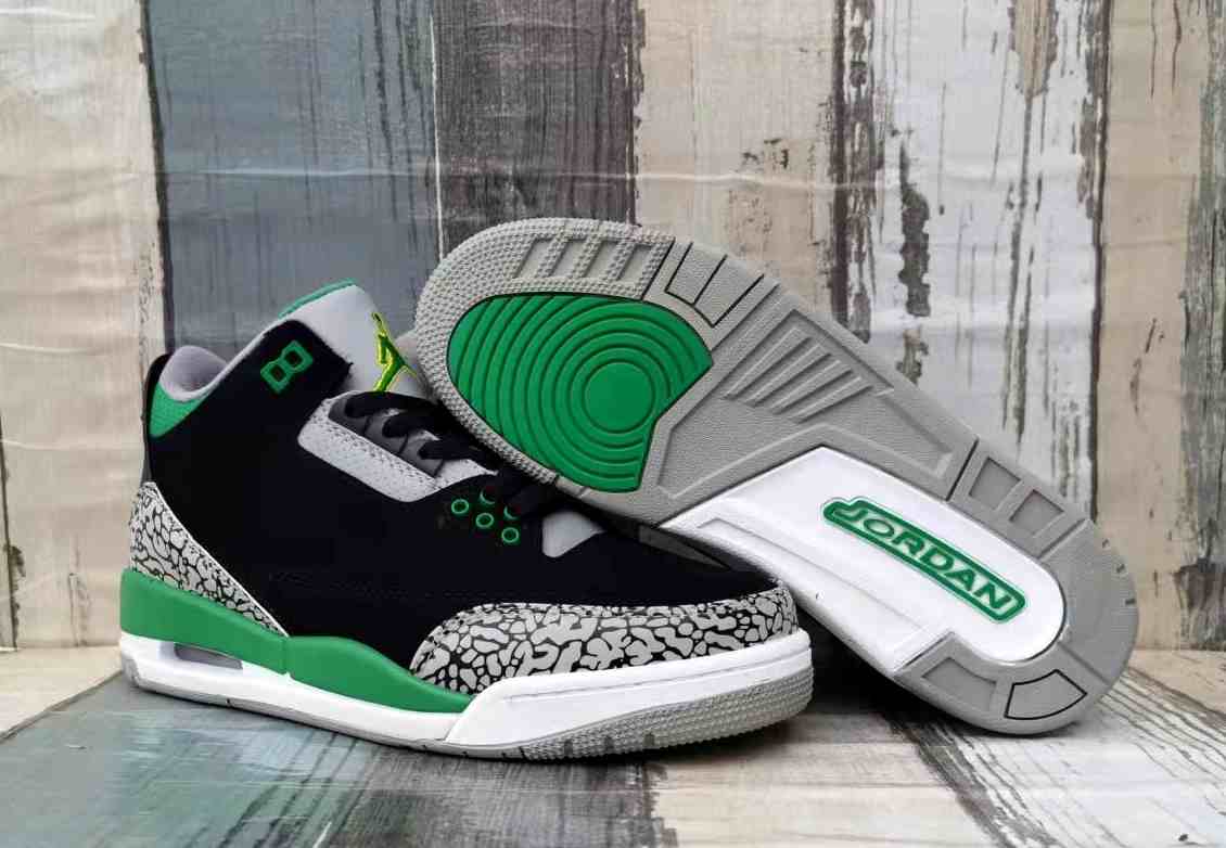 Air Jordan 3 Black Green   us7-us13 Men's shoes