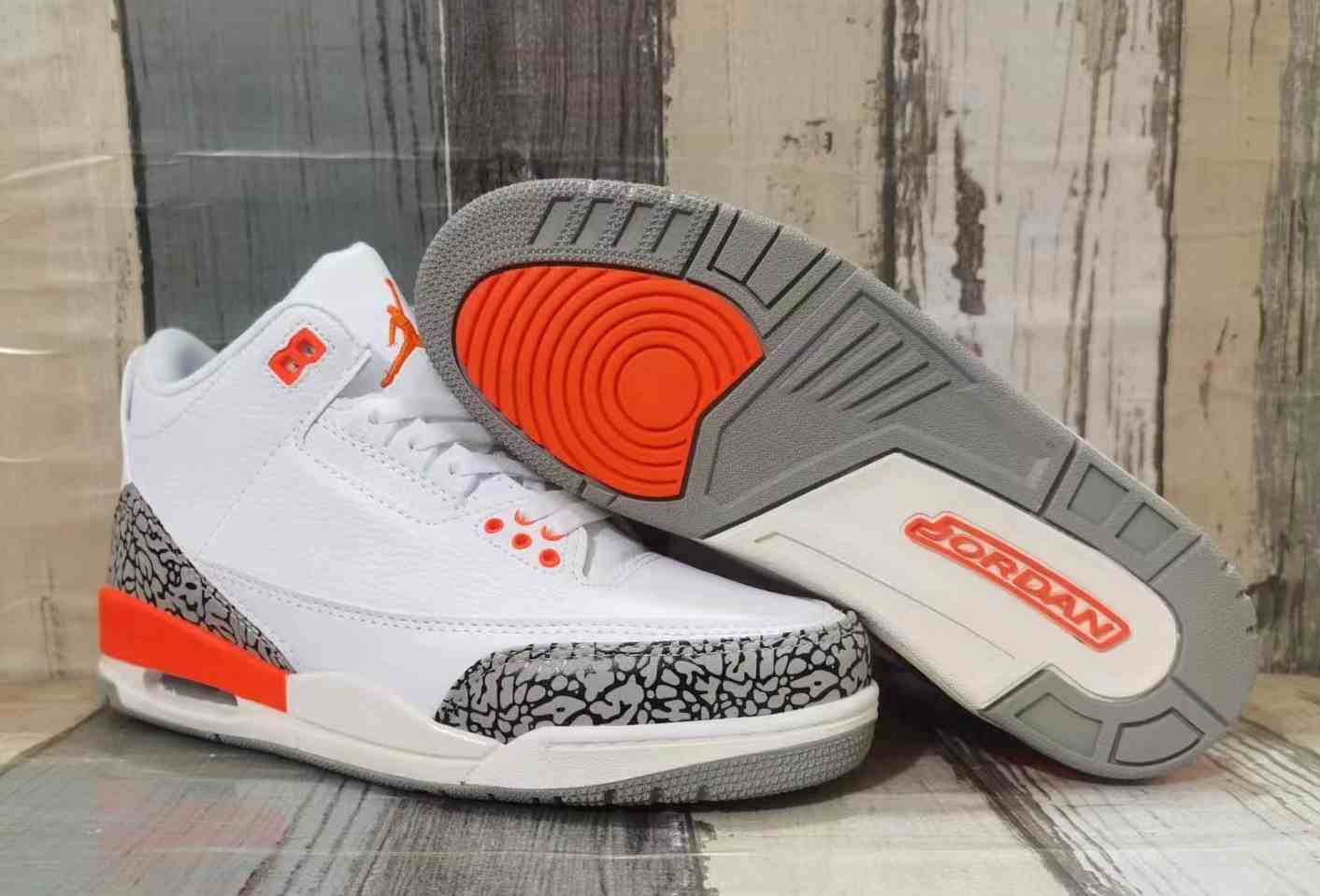 Air Jordan 3 White Orange us7-us13 Men's shoes
