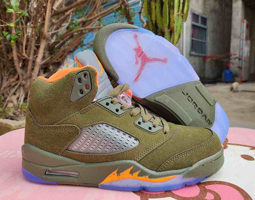 Air Jordan 5 Olive Green Orange Red us7-us13 Men's shoes