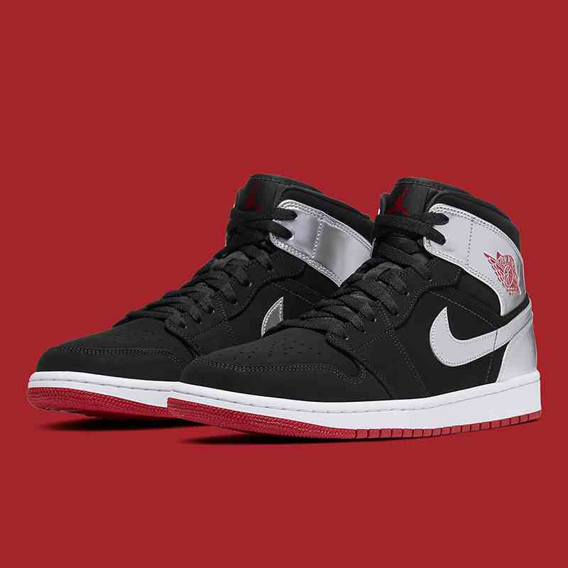 Air Jordan 1 Mid Johnny Kilroy Black silver lacquer leather  us5.5-us13 Women's shoes 554724-057