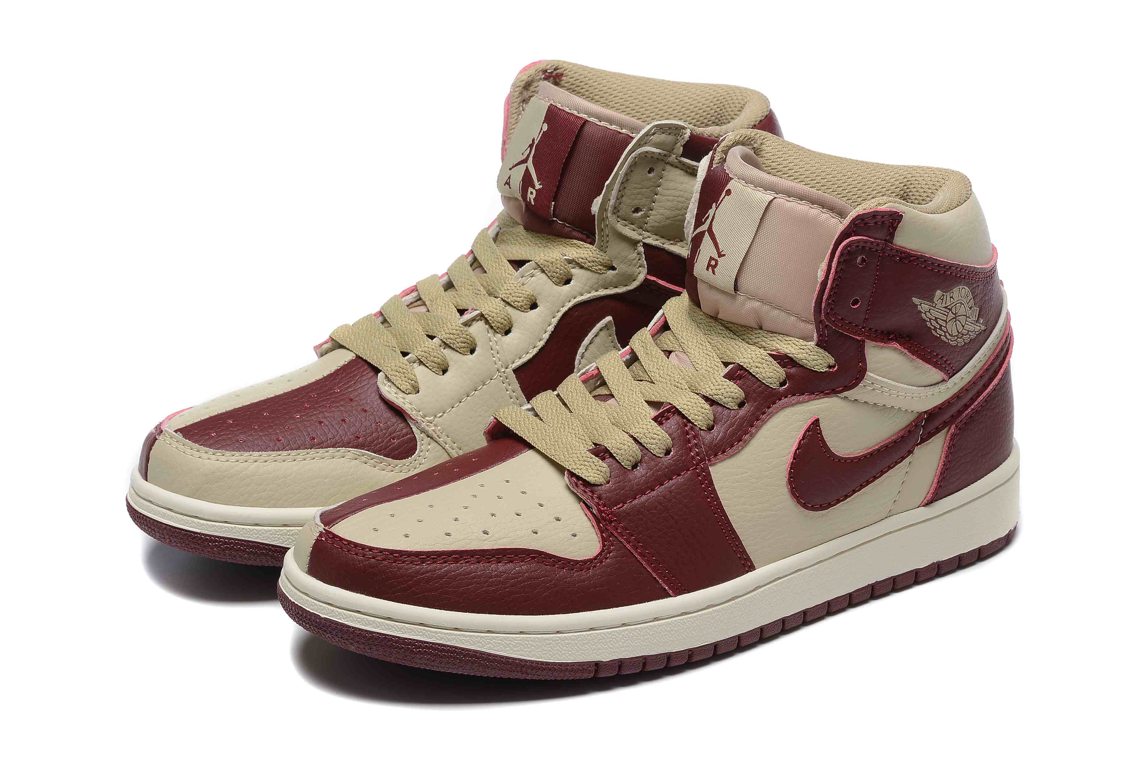 Air Jordan 1  Brown Red Split With Patch Cool Base Stitched Joker  us5.5-us11 Women's shoes