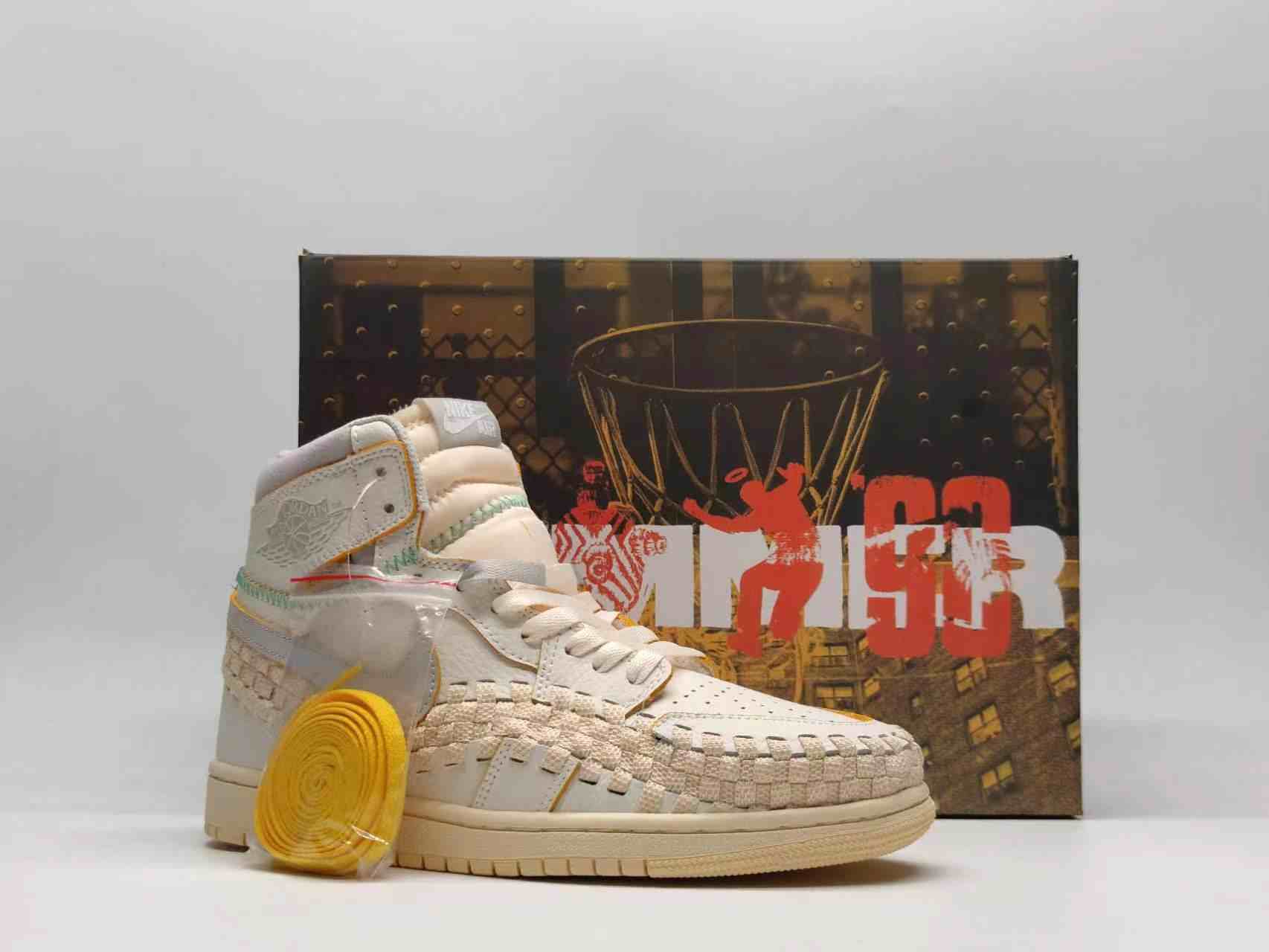 Air Jordan 1 Three party joint weaving gray white us5.5-us13 Women's shoes