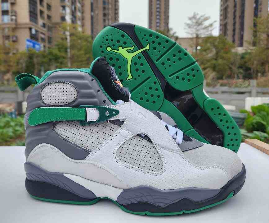 Air Jordan 8 Grey White Green us7-us13 Men's shoes