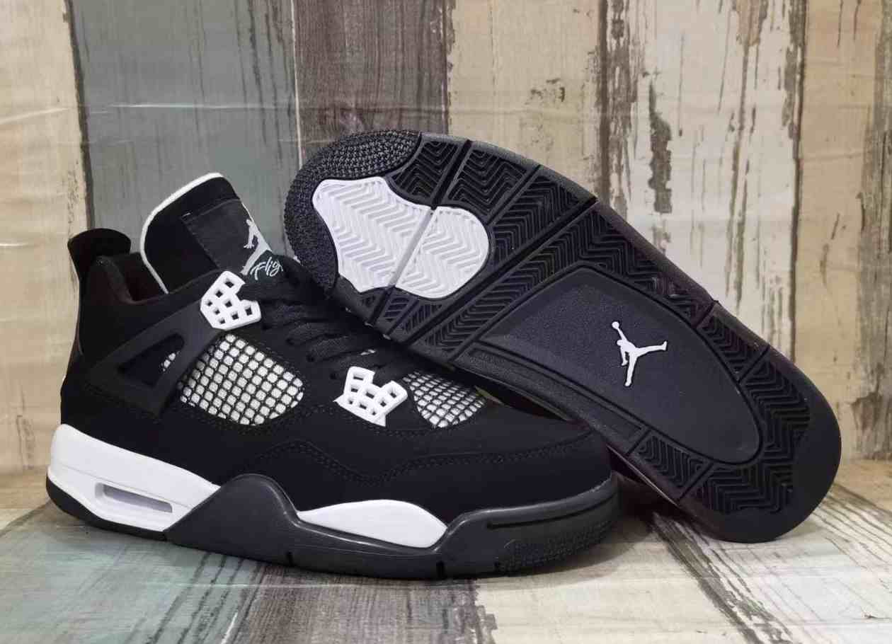 Air Jordan 4 Black White us8-us13 Men's shoes