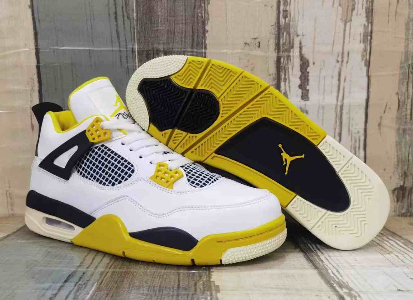 Air Jordan 4 White Yellow us8-us13 Men's shoes