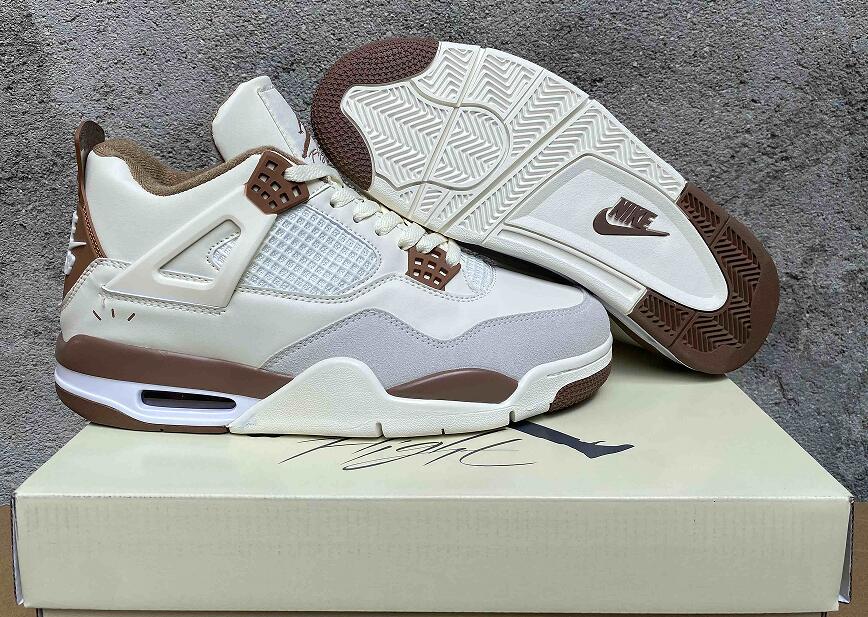 Air Jordan 4  White Brown us5.5-us13 Men's shoes