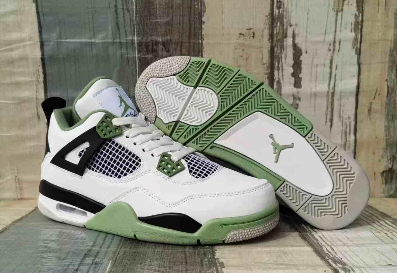 Air Jordan 4 White light green us8-us13 Men's shoes