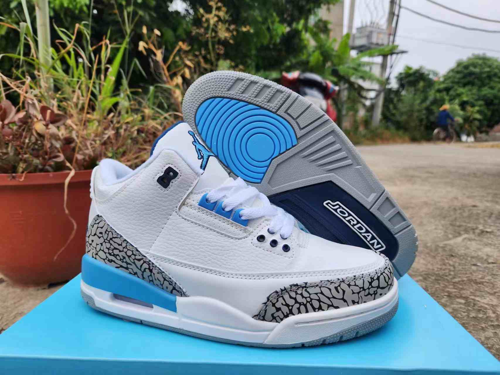 Air Jordan 3 White Blue US5.5-US8 Women's Shoes (3)