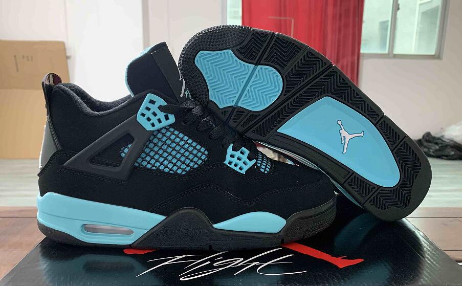 Air Jordan 4  Black Light blue us5.5-us13 Women's  shoes