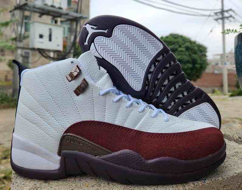 Air Jordan 12 White Red Brown us7-us13 Men's shoes
