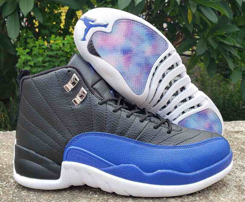 Air Jordan 12 Black Blue Transparent color background us5.5-us13 Men's shoes