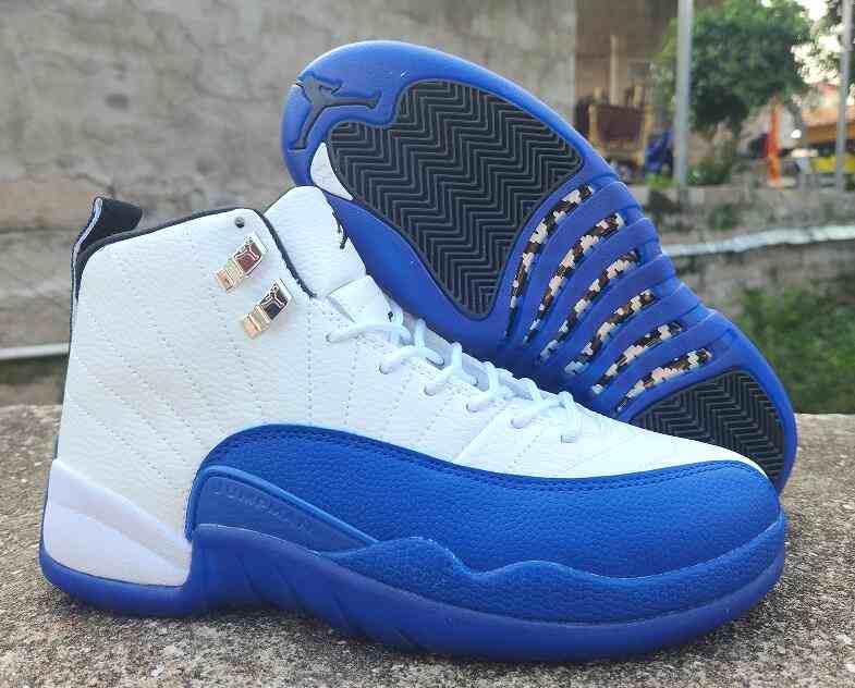 Air Jordan 12 White Blue us7-us13 Men's shoes