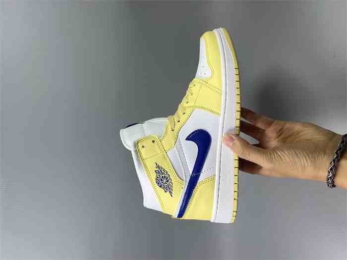Men's Running Weapon Air Jordan 1 Yellow White Shoes 0572
