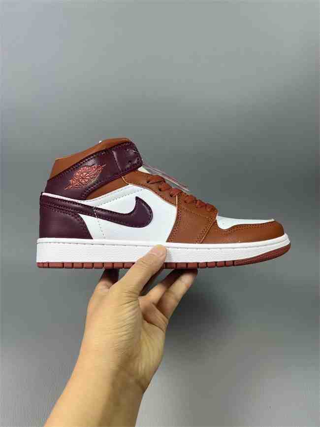 Men's Running Weapon Air Jordan 1 Brown White Shoes 0610