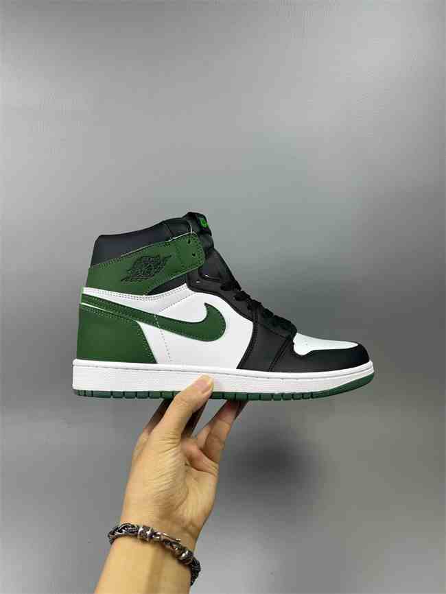 Men's Running Weapon Air Jordan 1 Green White Shoes 0583