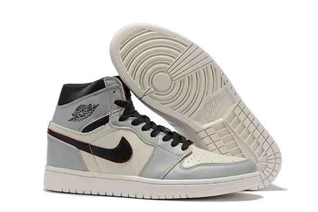 Men's Running Weapon Air Jordan 1 Grey White Shoes 0619