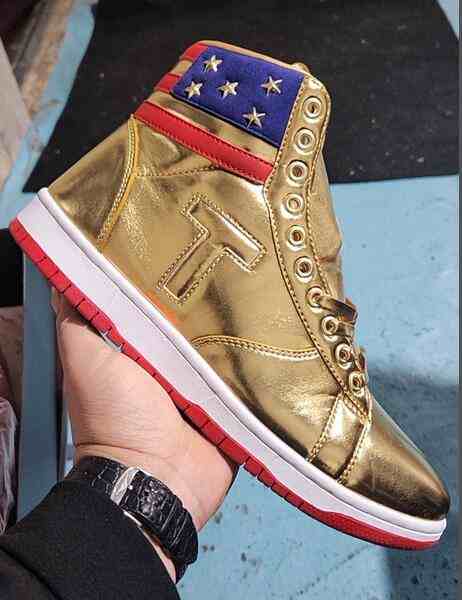 Men's Running Weapon Air Jordan 1 Gold 'Donald Trump Never Surrender' us5.5-us12 Shoes 0593