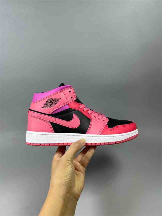 Men's Running Weapon Air Jordan 1 Pink Black Shoes 0585