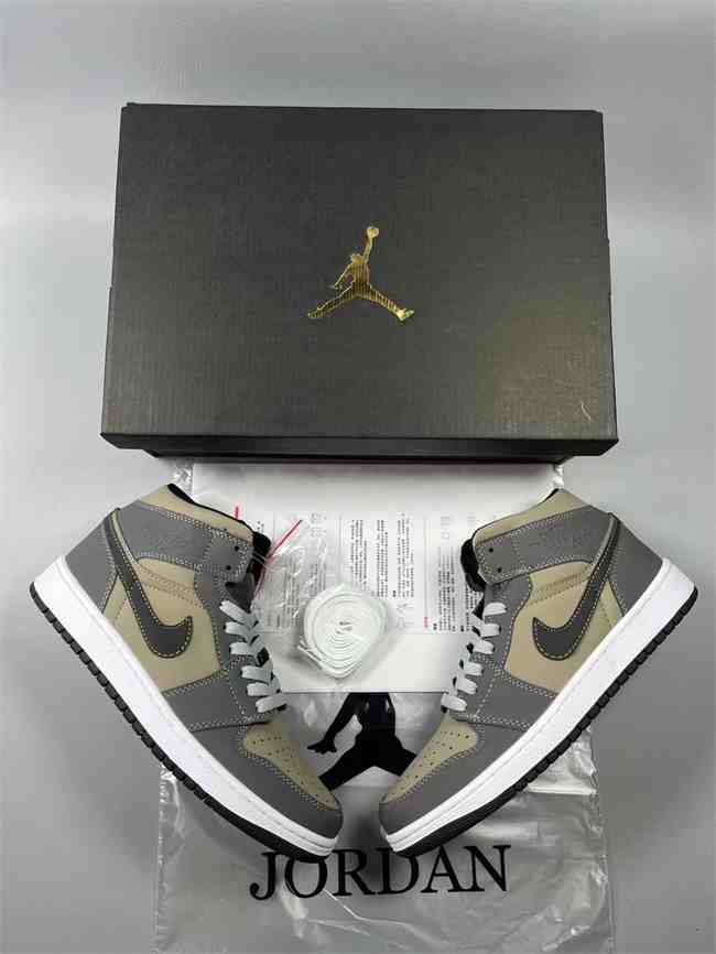 Men's Running Weapon Air Jordan 1 Olive Grey Shoes 0596