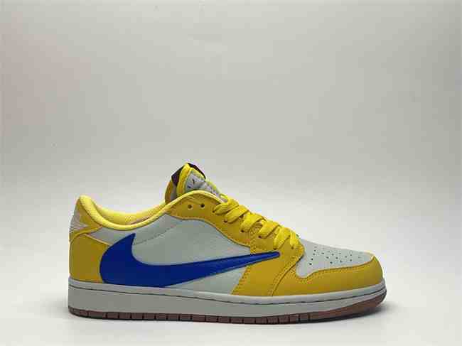 Men's Running Weapon Air Jordan 1 Low Yellow White Blue Shoes 0592