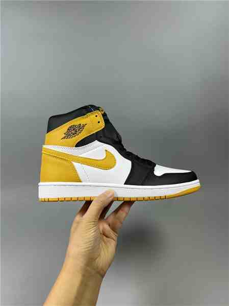 Women's Running Weapon Air Jordan 1 Yellow White Shoes 409