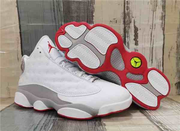 Men's Running Weapon Air Jordan 13 White Red Gray Shoes 153