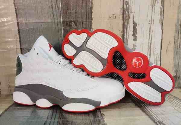 Men's Running Weapon Air Jordan 13 White Red Gray Shoes 152