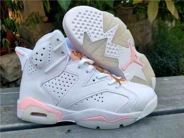 Women's Running Weapon Air Jordan 6 White Pink Shoes 011