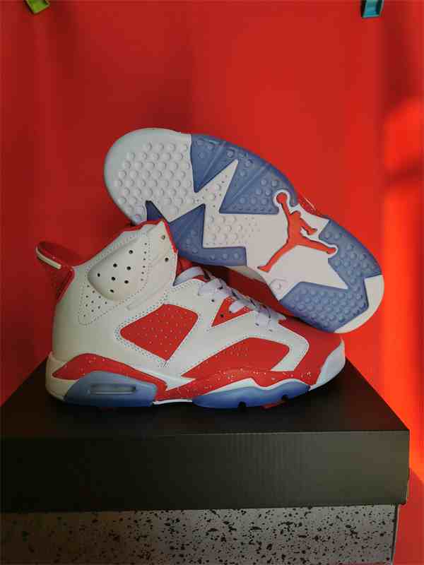 Women's Running Weapon Air Jordan 6 White Red Shoes 014