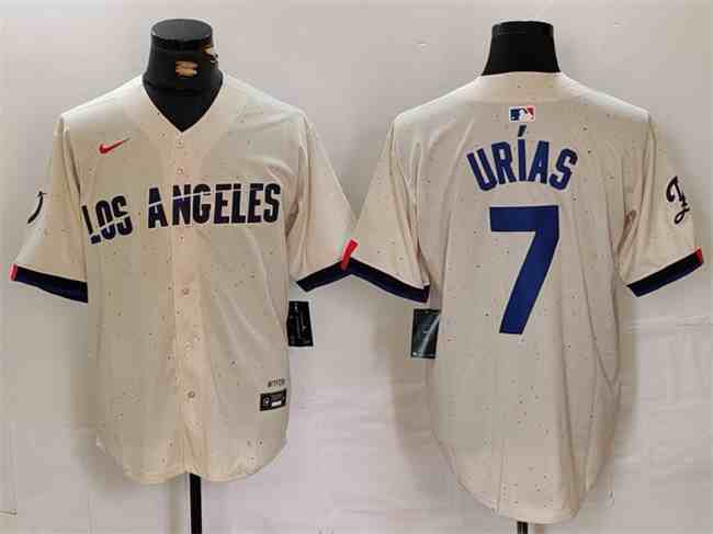 Men's Los Angeles Dodgers #7 Julio Urías Cream Stitched Baseball  Jersey