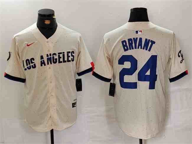 Men's Los Angeles Dodgers #24 Kobe Bryant Cream Stitched Baseball  Jersey