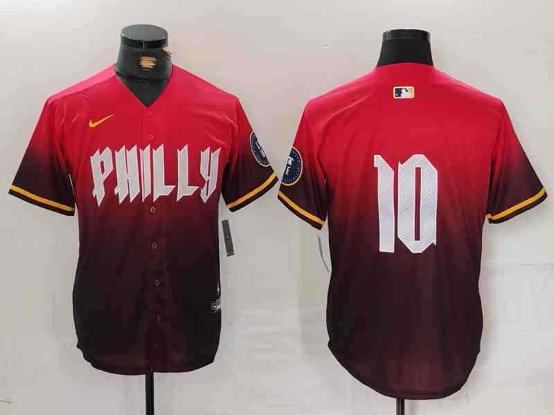 Men's Philadelphia Phillies #10 JT Realmuto Red 2024 City Connect Limited Stitched  Jersey