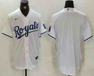 Men's Kansas City Royals Blank White Cool Base Stitched Baseball Jersey