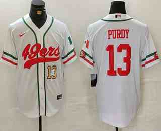 Men's San Francisco 49ers #13 Brock Purdy Number White Mexico Cool Base Stitched Baseball Jersey