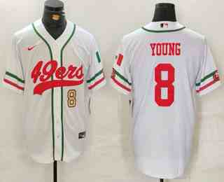 Men's San Francisco 49ers #8 Steve Young Number White Mexico Cool Base Stitched Baseball Jersey