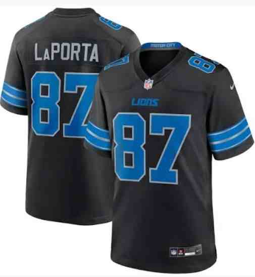 Men's Detroit Lions #87 Sam Laporta Black 2024 F.U.S.E. Vapor Limited Stitched Jersey