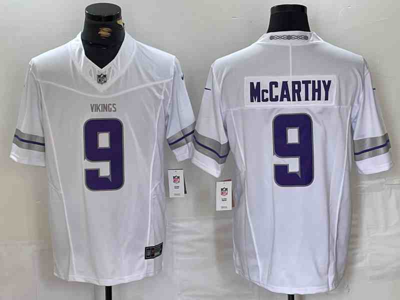 Men's Minnesota Vikings #9 J.J. McCarthy White F.U.S.E. Winter Warrior Limited Football Stitched Jersey