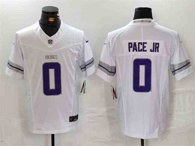 Men's Minnesota Vikings #0 Ivan Pace Jr White Alternate Vapor FUSE Limited Stitched Jersey