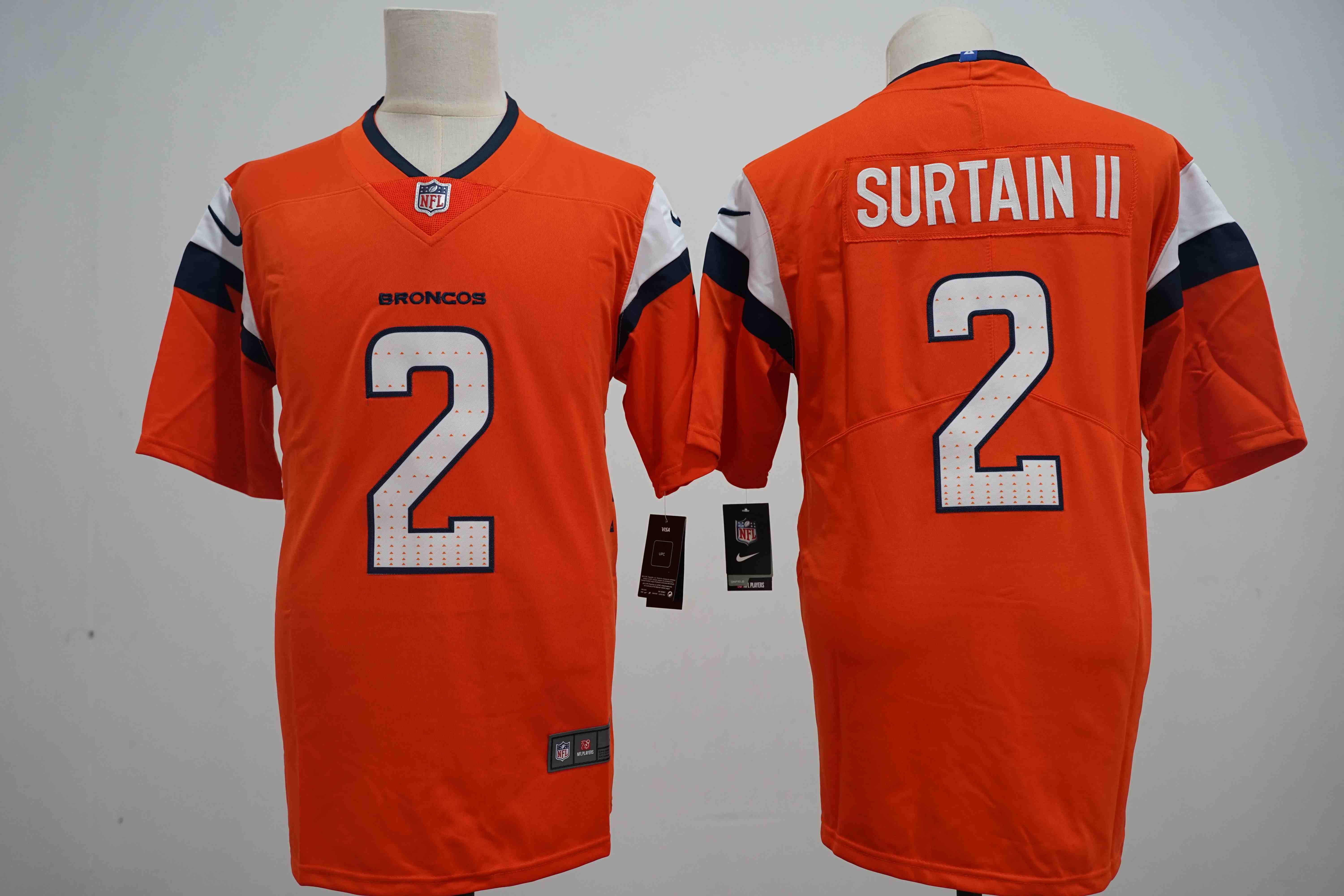 Men's Denver Broncos #2 Pat Surtain II Orange 2024 Draft Vapor Limited Football Stitched Jersey