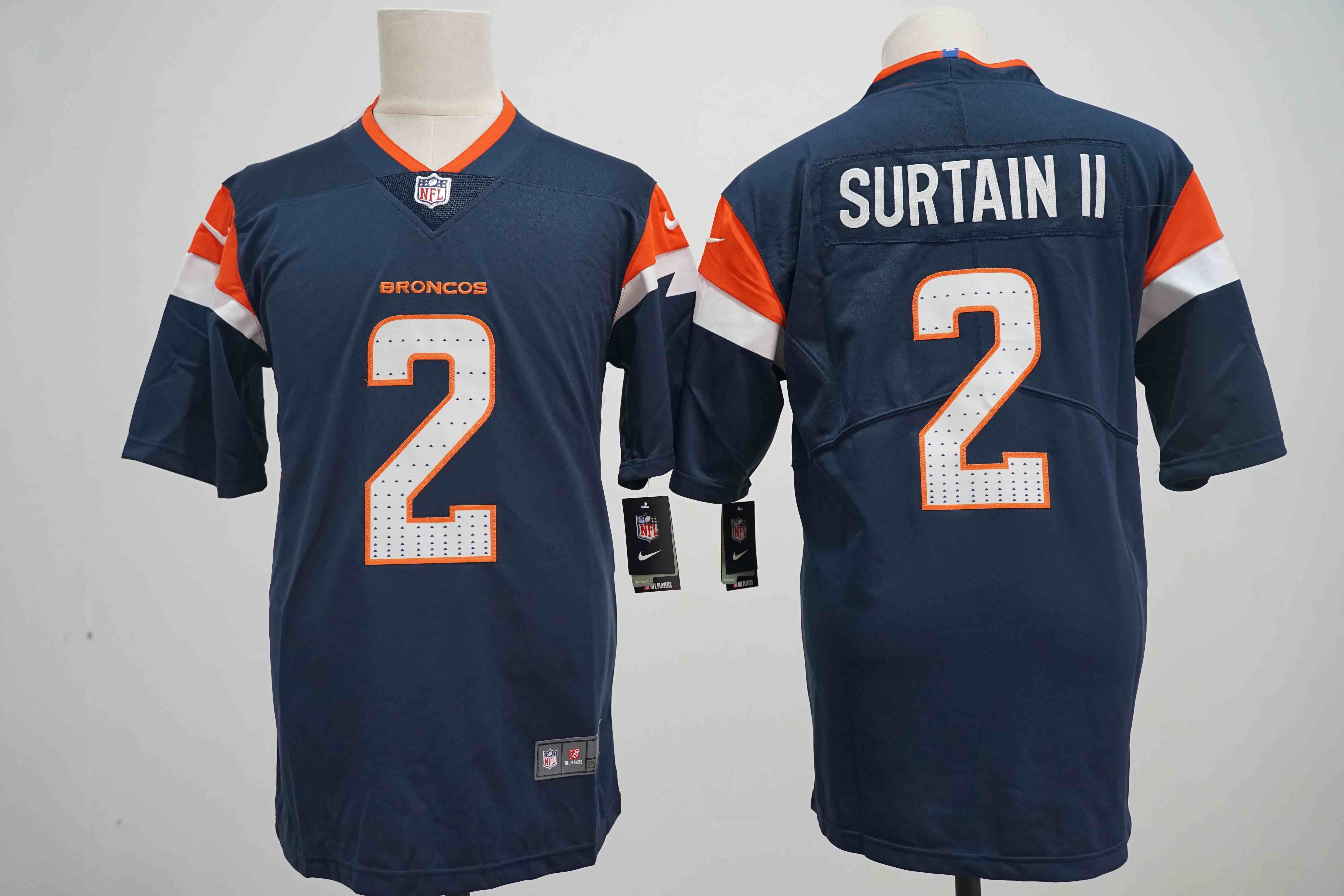 Men's Denver Broncos #2 Pat Surtain II Navy 2024 Draft Vapor Limited Football Stitched Jersey