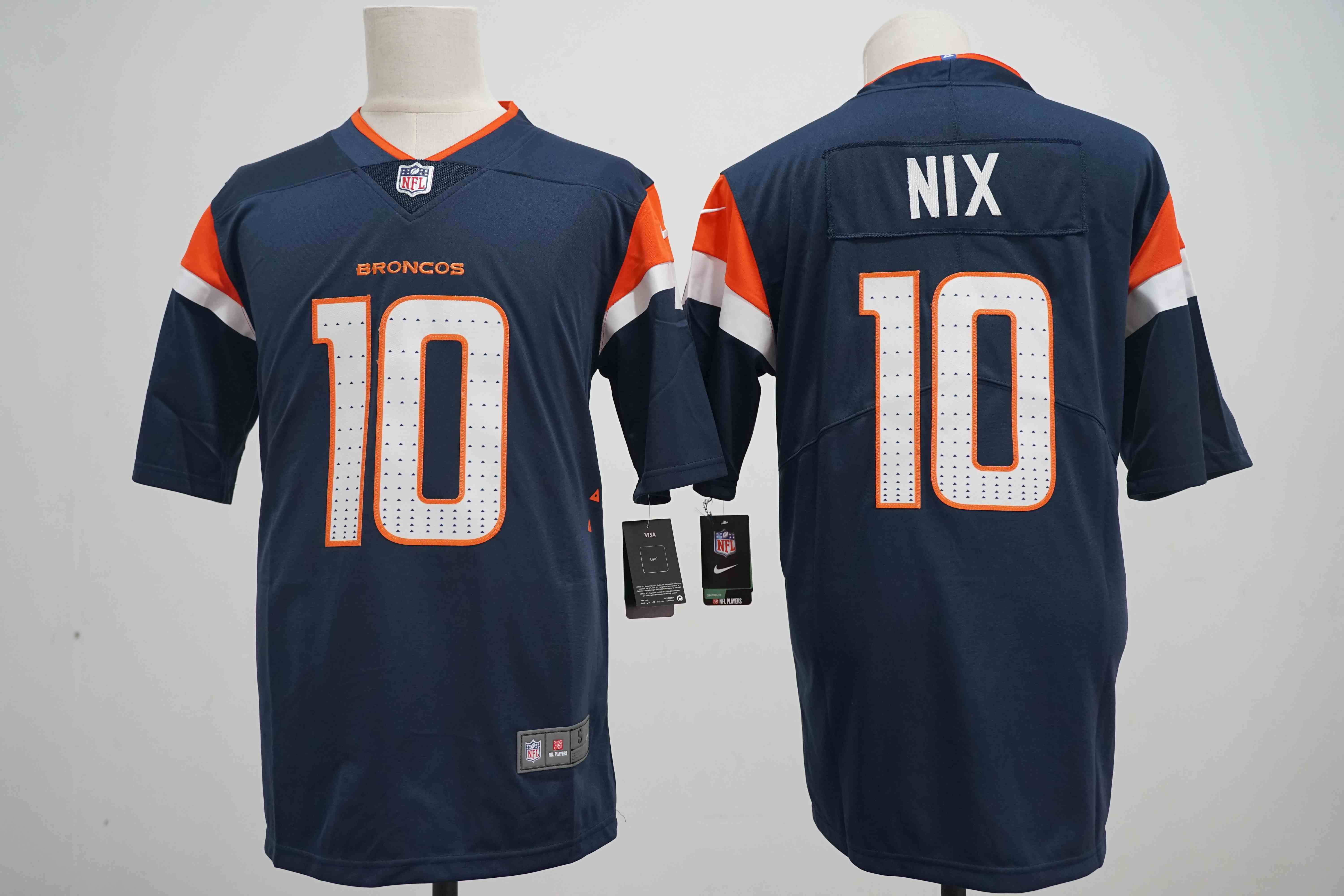 Men's Denver Broncos #10 Bo Nix Navy 2024 Draft Vapor Limited Football Stitched Jersey