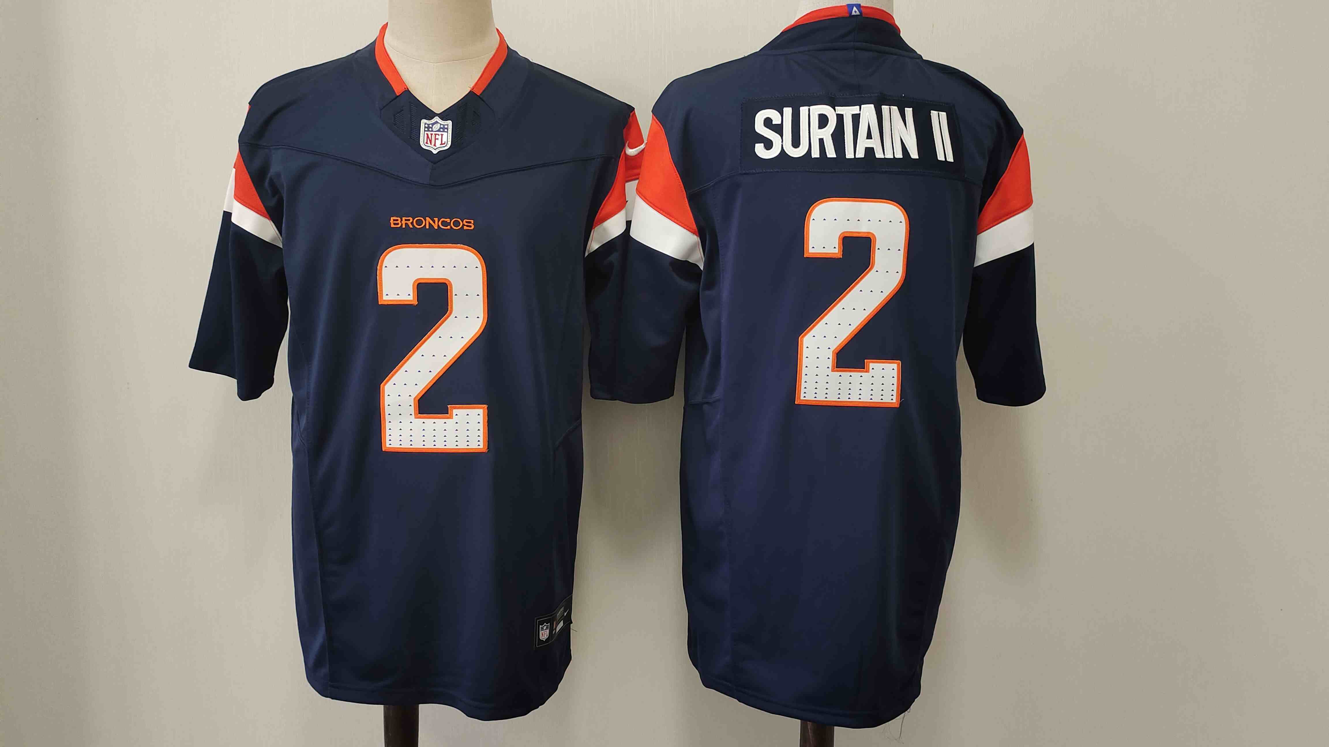 Men's Denver Broncos #2 Pat Surtain II Navy 2024 Draft F.U.S.E. Alternate Vapor Limited Stitched Football Jersey